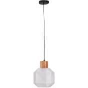 Lampe de plafond en bois et verre - Lampe suspendue design - Bumba Blanc - Bois, Métal, Verre, Bois - Blanc