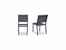 Lot de 2 chaises de jardin en aluminium assise textilene - 48 x 56 x 87 cm - gris FSC2GRS