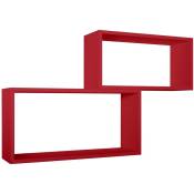 Lot de 2 étagères murales rectangulaires cube moderne Bislungo Couleur: Rouge