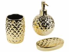 Lot de 3 accessoires de salle de bains en céramique dorée anaco 316673
