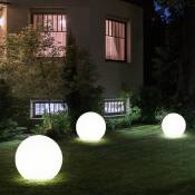 Lot de 3 lampes d'extérieur enfichables LED boule solaire lampe de jardin boule blanche lampe d'extérieur, diamètre x hauteur 25 x 65 cm, jardin