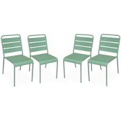 Lot de 4 chaises intérieur / extérieur en métal peinture antirouille empilables coloris vert jade - Vert jade