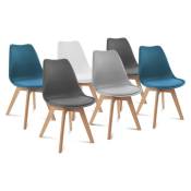 Lot de 6 chaises scandinaves Idmarket sara - Mix couleur: