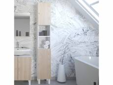 Meuble colonne de salle de bain moderne, chêne