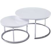 Mobilier Deco - ouren - Lot de 2 tables basses rondes gigognes blanches