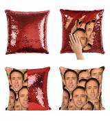Nicolas Cage Mashup Faces Meme_P004 Sequin Pillow, Oreiller, Sequin Pillowcase, Taie d'oreiller, Two Color Pillow, Gift for Him, Pillow, Magic Pillow,