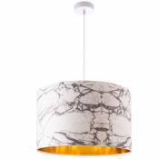 Plafonnier Salon Table à Manger Abat-jour Tissu Moderne Abstrait Lampe à suspension - Blanc, Design 1 (Ø45,5 cm) - Paco Home