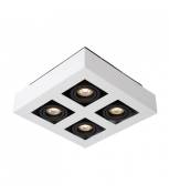 Plafonnier spot moderne Casemiro Blanc noir 4 ampoules