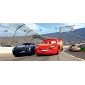 Poster horizontal Cars Flash McQueen et Jackson Storm sur la piste de Disney intisse 202CM x 90CM