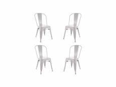 Quatuor de chaises métal blanc - vassia - l 45 x l 52.5 x h 85 cm - neuf