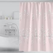 Rideau de douche rose et blanc, motif féminin de style