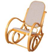 Rocking-chair, fauteuil à bascule M41, imitation chêne, tissu beige