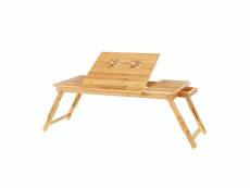 Songmics table de lit pliable,petite table en bambou pour ordinateur portable,pour gaucher et droitier, plateau ajustable 5 positions réglable en 5 po