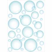 Sticker autocollant décoratif, illustration des bulles de savon bleus, grand format, 68 cm x 48 cm - Bleu