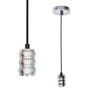 Suspension luminaire Ampoule E27 Argent Chromé Cylindrique - sil