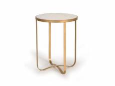 Table basse en marbre et métal coloris blanc / doré - diamètre 45 x hauteur 60 cm