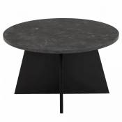 Table basse ronde effet marbre noir
