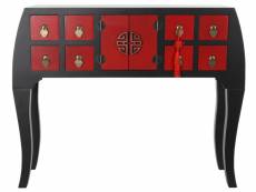 Table console en bois de sapin et mdf coloris rouge et noir - longueur 98,5 x profondeur 27 x hauteur 80 cm