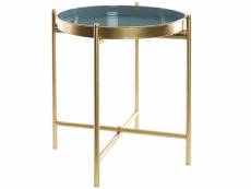 Table d'appoint ronde en métal coloris doré - diamètre 33 x hauteur 40 cm