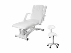 Table de massage électrique avec siège d’appui - 3 moteurs - télécommande - blanc helloshop26 14_0003622