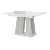 Table Goodyear 107, Blanc brillant + Béton, 75x90x120cm,