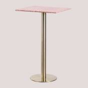 Table Haute de Bar Carrée en Terrazzo (60x60 cm) Malibu Sklum Or champagne - Or champagne