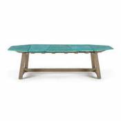 Table rectangulaire Rafael Octogonal / 264 x 154 cm - Pierre de lave & teck décapé - 10 personnes - Ethimo vert en pierre