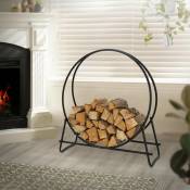 Tagère de cheminée support en acier bois de chauffage