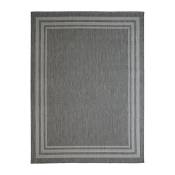 Thedecofactory - terrain cadre - Tapis intérieur-extérieur aspect jute motif cadre gris clair 133x170 - Gris clair