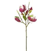 Tige de magnolia en bourgeons artificielle blanche et rose H50