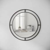 Toscohome - Miroir rond de 57 cm avec double cadre métallique noir - Bubble