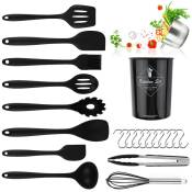 Ustensile de cuisine Silicone cuisine set de 12 outils de la spatule antiadhésive Noir - Noir - Hengda