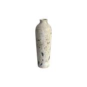 Vase blanc cassé tacheté en terre cuite H69,5cm