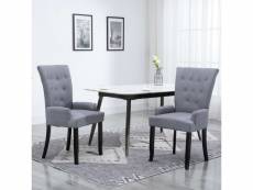 Vidaxl chaise de salle à manger avec accoudoirs gris clair tissu 248460