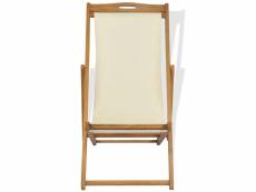 Vidaxl chaise de terrasse teck 56 x 105 x 96 cm couleur crème 43802