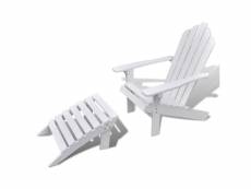 Vidaxl chaise en bois avec repose-pied blanc 40859