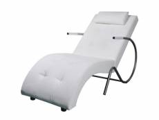 Vidaxl chaise longue avec oreiller cuir artificiel blanc 244095