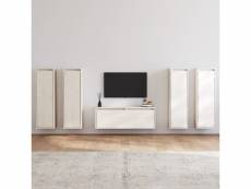 Vidaxl meubles tv 5 pcs blanc bois massif de pin