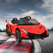 Voiture électrique Lamborghini Veneno portes doubles électrique pour enfants, Lamborghini Veneno 12V avec 2 moteurs de 35 W, 3-7 km/h, Bluetooth,