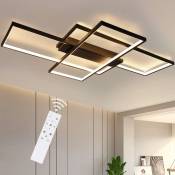 ZMH - Plafonnier led Moderne - Grande Lampe de Salon Noire Dimmable avec Télécommande Lampe de Chambre Géométrique 51W Éclairage de Plafond