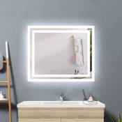 Acezanble - miroir 70 x 50 cm miroir de salle de bain anti-buée, miroir mural cosmétique lumineux, miroir led avec éclairage,interrupteur tactile