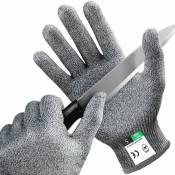 Ahlsen - Une paire de gants anti-coupure grade 5, cuisine de qualité alimentaire protection anti-coupure abattage jardinage pêche gants de travail du