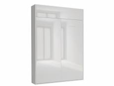 Armoire lit escamotable dynamo structure blanc mat façade blanc brillant 140*200 cm 20100893165