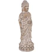Atmosphera - Statue décorative Bouddha en magnésie Effet Bois h 91 cm intérieur ou extérieur Beige lin