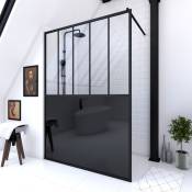 Aurlane - Paroi de douche 140x200 cm type verrieres - verre trempe 5mm et structure aluminium noir mat