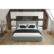 Azura Home Design - Tête de lit Armoire - pont de lit panama 13/HG/W/2-1B blanc/blanc brillant 240x182x35cm