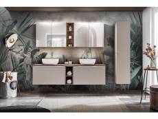 Bobochic ensemble de salle de bain 180 cm fanny avec colonne et armoires murales 80cm avec miroirs taupe