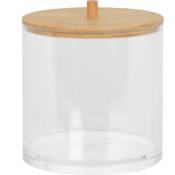 Boîte salle de bain ronde acrylique et bambou - 9.5x9.5x10cm