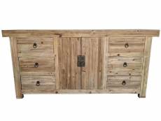 Buffet meuble de rangement en bois coloris naturel - longueur 180 x hauteur 85 x profondeur 45 cm