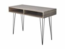Bureau table meuble travail informatique avec 2 compartiments gris helloshop26 0502061par2
